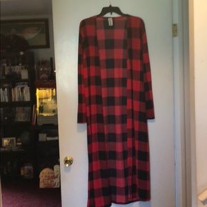 Buffalo plaid duster cardigan